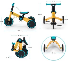 KINDERKRAFT - Bicicletă 3în1 4TRIKE pentru copii, roz