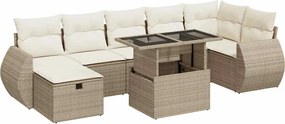 vidaXL Set canapele de grădină, 8 piese, cu perne, bej, poliratan