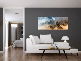 Tablou - lupii urlând la lună (120x50 cm)