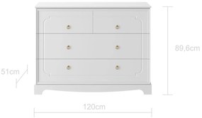 Comoda Royal alba cu 4 sertare