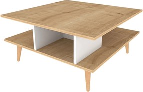 Masuta cafea Akya, stejar/alb, PAL, 89x89x44 cm