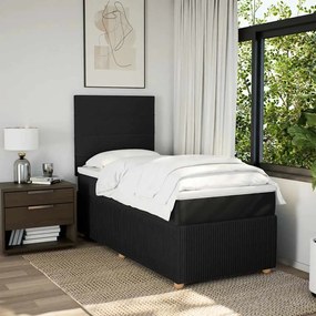 vidaXL Pat box spring cu saltea, negru, 80x200 cm, textil