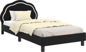 vidaXL Cadru de pat pentru copii cu spătar Negru 90 x 190 cm Catifea