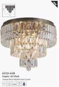 Lustra baie metal alama antic, cristal transparent Empire 6L, IP44