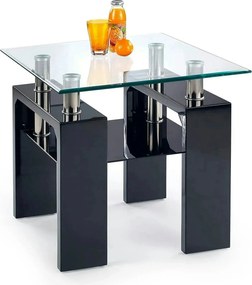 Masuta cafea DIANA H, transparent/negru, 60x60x55 cm