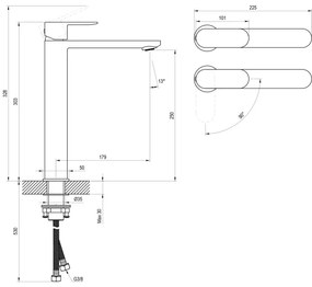 Ravak X070461 - Baterie de lavoar CHROME, 30 cm, neagră