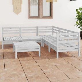 3083000 vidaXL Set mobilier de grădină, 6 piese, alb, lemn masiv de pin