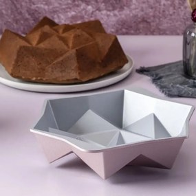Tava de copt Dr.Oetker Origami 2556, 28 cm, Forma origami, Aluminiu turnat, Roz auriu