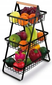 Cos cu trei niveluri pentru fructe si legume PATERA, negru