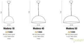 Lustra / Pendul modern design nordic 40cm MODENA negru/auriu