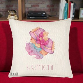 Perna Personalizata Zodie Gemeni, 40x40 cm, Crem Reliefat, Husa Detasabila, Perna Inclusa, BEKZ®