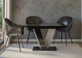 Masă de sufragerie Venag (negru lucios + piatră) (pentru 4 până la 6 persoane). 1055268