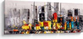 Tablou -Pictura orașului (cu ceas) (90x30 cm)