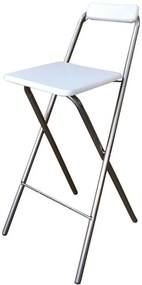 Scaun pliabil pentru living, bucatarie si bar HouseXL™ White Folding High Chair, Inaltime 98 cm, Dimensiuni sezut 48X48 cm, Design ergonomic,