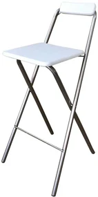 Scaun pliabil pentru living, bucatarie si bar HouseXL™ White Folding High Chair, Inaltime 98 cm, Dimensiuni sezut 48X48 cm, Design ergonomic,