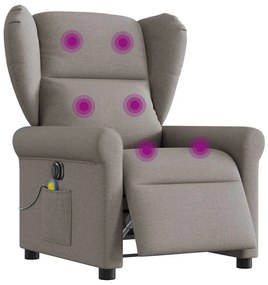 vidaXL Fotoliu electric de masaj rabatabil, gri taupe, textil