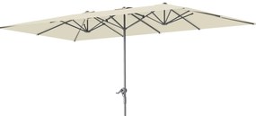 Outsunny Umbrelă dublă, 451 x 264 cm Umbrelă cu sistem de manivelă, 12 bale metalice, Stâlp din aluminiu, Crem | Aosom Romania