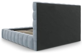 Pat matrimonial albastru deschis tapițat cu spațiu de depozitare și somieră 180x200 cm Bali – Cosmopolitan Design
