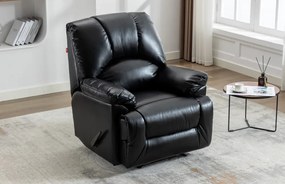 Fotoliu Masaj si Incalzire, Recliner, suport picioare extensibil, Air PU Premium, Negru