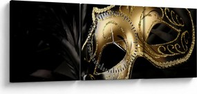 Tablou masca aurie (cu ceas) (90x30 cm)