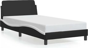 vidaXL Cadru de pat Dover negru și alb 100x200cm piele artificială