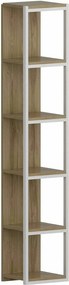 Biblioteca TEXAS, stejar/alb, PAL melaminat/metal, 34x30x180 cm