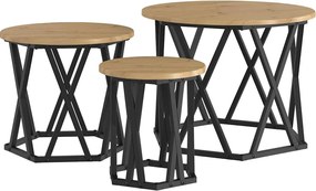 vidaXL Masă laterală nesting 3 pcs Stejar Artizanal