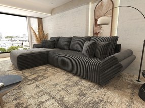 Colțar extensibil dumonde cu ladă de depozitare si sezut confortabil din spuma high-density, Berlin XL Ambience Grey 350x185 cm