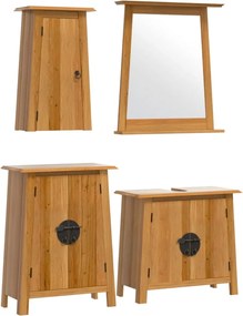 vidaXL Set mobilier de baie, 4 piese, lemn masiv de pin