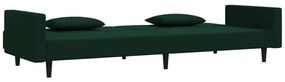 Canapea extensibila cu 2 locuri, 2 perne, verde inchis, catifea Morkegronn, Fara suport de picioare