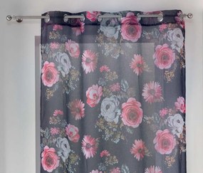 Perdea romantică mov cu motiv floral în stil vintage 140 x 240 cm