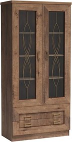Vitrina TEDY Tip T8, stejar lefkas, PAL melaminat, 90x44x191 cm