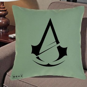 Perna Personalizata Assassin's Creed Minimalist, 40x40 cm, Verde, Husa Detasabila, Perna Inclusa, BEKZ®