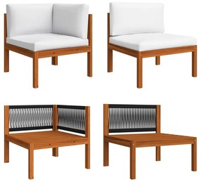 Set mobilier de gradina cu perne, 2 piese, lemn masiv de acacia 1, Canapea de centru + canapea de colt