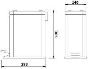 Coș de gunoi AQUALINE GAQ005 Simple line dreptunghiular 5 l, oțel inoxidabil