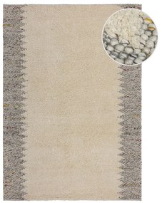 Covor gri/crem țesut manual din amestesc de lână 120x170 cm Minerals Border – Flair Rugs