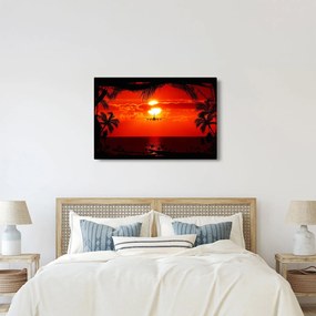 Tablou - apus de soare cu avion (90x60 cm)