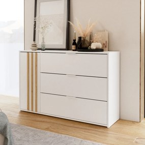 Comodă, 1D3S, alb/stejar artisan, FLORENS