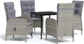 vidaXL Set de servit masa pentru grădină, 5 piese, gri și negru