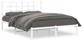 355609 vidaXL Cadru de pat metalic cu tăblie, alb, 135x190 cm