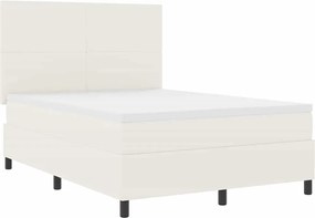 vidaXL Pat cu arcuri Crema și Alb 160 x 200 cm Țesătură din corduroy