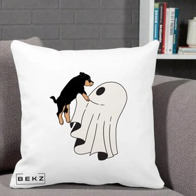 Perna Decorativa Caine Rottweiler Fantoma Halloween, 40x40 cm, Alba Mata, Husa Detasabila, Perna Inclusa, BEKZ®