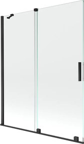 Mexen Velar paravan de cadă cu 2 canaturi culisante 140 x 150 cm, transparent, negru - 896-140-000-01-70