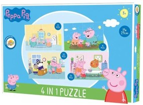 Puzzle pentru copii 4 in 1 PEPPA PIG family day, 19x29 cm