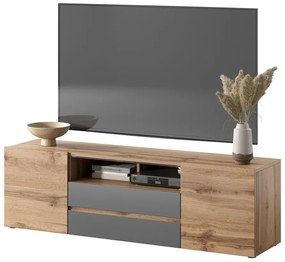 Dulap TV Boss (cu iluminat) (stejar wotan + gri). 1098618