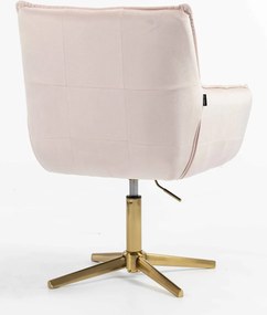 HR560CROSS Scaun Catifea Roz Pudra cu Bază Aurie