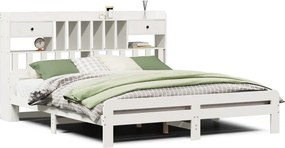 vidaXL Pat cu bibliotecă fără saltea, 180x200 cm, lemn masiv de pin