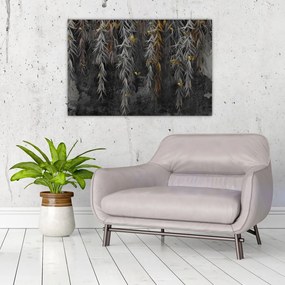 Tablou - Crenguțe de salcie, fundal negru (90x60 cm)