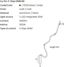 Lustra LED de tavan XXL design modern IVY 5m 3-STEP DIMM