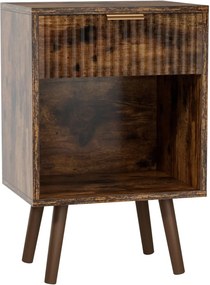 NOM5 - Set 2 Noptiere 39 cm, cu 1 sertar, dormitor, Riflaje - Maro/ Alb / Negru - Auriu